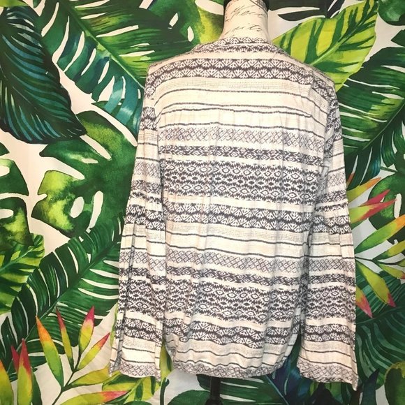 Lucky Brand Women's Medium Grey Beige Long Sleeve Boho Fall Cute Blouse - Picture 4 of 9